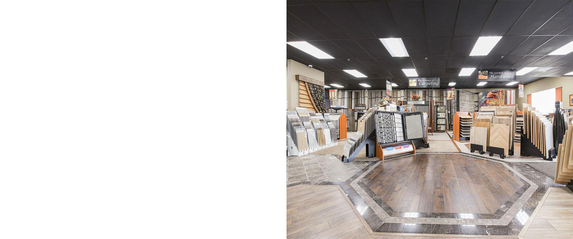 Tile and stone displays inside the Barron's showroom