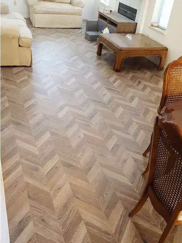 Living Space project by Barron's Flooring & Home in the California foothills featuring Herringbone laminate