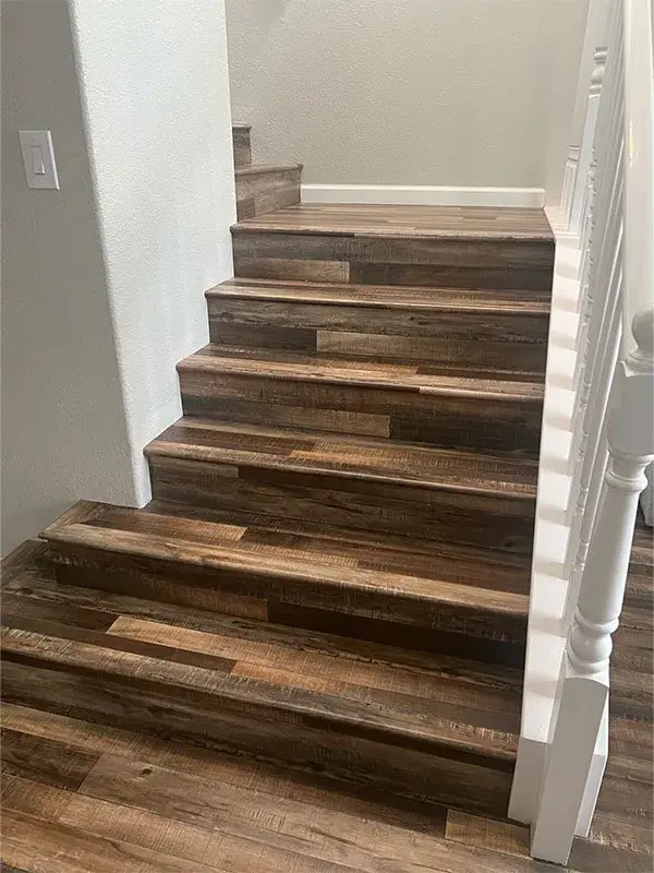 Stair project by Barron's Flooring & Home in Jackson, CA featuring Laminate