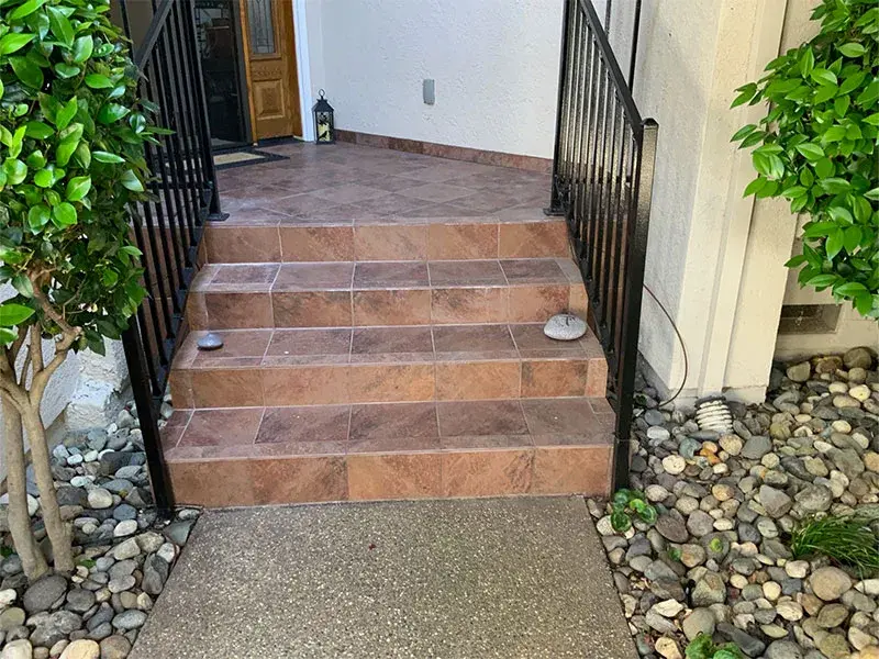 Stair project by Barron's Flooring & Home in the California foothills featuring Porcelain tile