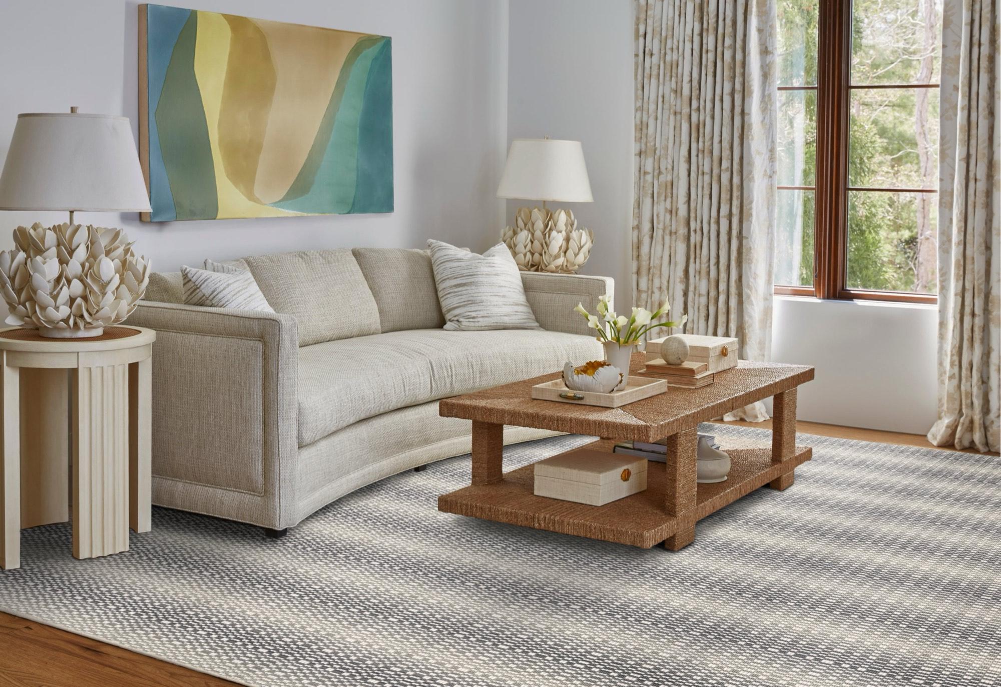Stanton Albert diamond-pattern carpet in a transitional living room